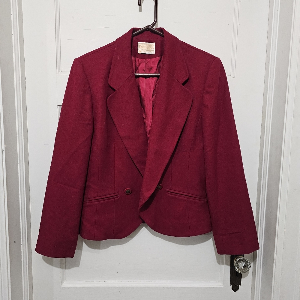 Pendleton womens red blazer sz 8 100% wool